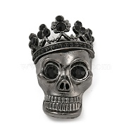 Halloween Theme Alloy with Glass Rhinestone Cabochons, Skull, Gunmetal, 44x29x12mm(FIND-B033-02A-B)