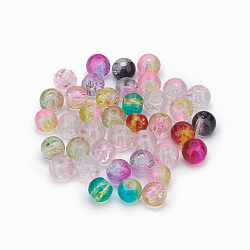 Two Tone Crackle Glass Beads, Round, Mixed Color, 4mm, Hole: 1.1~1.3mm(X-CCG-Q002-4mm-M)