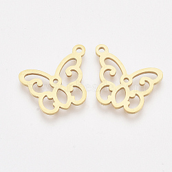 201 Stainless Steel Pendants, Butterfly, Golden, 15x18x1mm, Hole: 1.4mm(X-STAS-T045-42G)