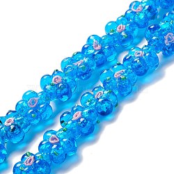 Handmade Lampwork Beads Strands, Bumpy, Flower, Dodger Blue, 13.5~14x14.5~15x7~8mm, Hole: 1.4mm, about 28pcs/strand, 14.57 inch(37cm)(LAMP-D015-08F)