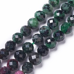 Natural Ruby in Zoisite Beads Strands, Faceted, Round, 6.5mm, Hole: 0.7mm, about 61pcs/strand, 15.43 inch(39.2cm)(G-P457-A06-29)