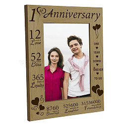 Anniversary Natural Wood Photo Frames, for Tabletop Display Photo Frame, Rectangle, Word, 168x218mm, Inner Diameter: 100x150mm(AJEW-WH0292-032)