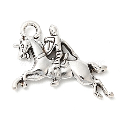 Tibetan Style Zinc Alloy Pendants, Horse Jockey Charms, Lead Free & Cadmium Free, Antique Silver, 16x23x2.5mm, Hole: 2.5mm, about 294pcs/500g(TIBEP-R334-305AS-RS)