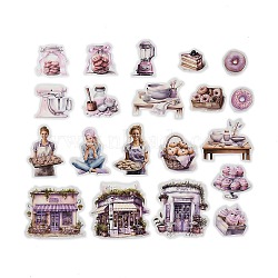 20Pcs Food PET Adhesive Waterproof Stickers, for DIY Photo Album Diary Scrapbook Decoration, Mixed Shapes, Purple, 28.5~80x14.5~79x0.1mm(DIY-K074-04E)