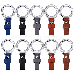 10Pcs 5 Colors PU Leater Pendant Decorations, with Alloy Key Rings Clasp, 75x35x13mm, 2pcs/color(KEYC-SC0001-39P)
