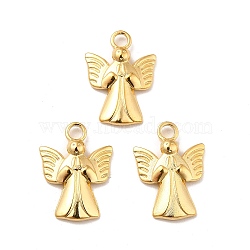 Ion Plating(IP) 304 Stainless Steel Pendants, Angel Charms, Real 18K Gold Plated, 19.5x14x2.5mm, Hole: 3mm(X-STAS-I197-009G)