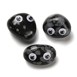 Natural Snowflake Obsidian Display Decorations, with Resin Eye, for Home Office Desktop Feng Shui Ornament, Nuggets, 14~24x26.5~31.5x16~24.5mm(G-H073-04C)