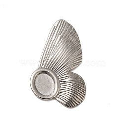 304 Stainless Steel Cabochon Tray Settings, Butterfly, Stainless Steel Color, 40x23.5x2.5mm(STAS-G344-12P)