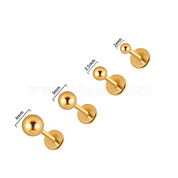 304 Stainless Steel Flat Round Cartilage Earrings, Golden, 6x3mm, Pin: 0.8mm(WG9004D-19)