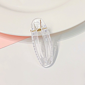 Transparent Plastic Alligator Hair Clips, with Iron Spring, Hair Accessories for Girls, Leaf, Clear, 50.8x14.8~19x5~17mm