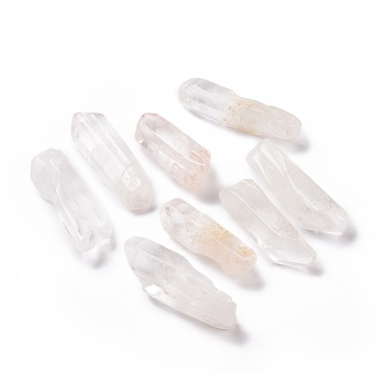 Rough Raw Natural Quartz Crystal Beads, Rock Crystal Beads, for Tumbling, Decoration, Polishing, Wire Wrapping, Wicca & Reiki Crystal Healing, No Hole/Undrilled, Nuggets, 50~90x15~25mm, about 30~35pcs/strand