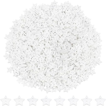 Acrylic Buttons, 2-Hole, Dyed, Star, White, 12x2mm, Hole: 1mm, 1000pcs/box