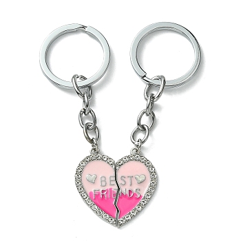 Alloy Enamel Keychain, with Alloy Rings, Camellia, 8.5cm