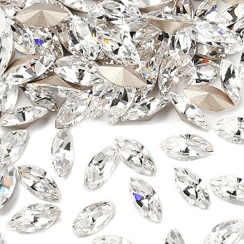 Preciosa&reg MAXIMA Crystal Fancy Stones, Czech Crystal, 435 14 615 Navette(Horse Eye), Dura Foiling, 00030 Crystal, 10x5mm