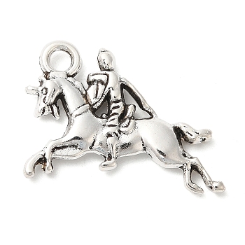 Tibetan Style Zinc Alloy Pendants, Horse Jockey Charms, Lead Free & Cadmium Free, Antique Silver, 16x23x2.5mm, Hole: 2.5mm, about 294pcs/500g