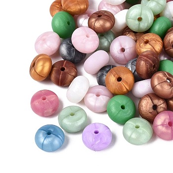 Silicone Beads, Rondelle, with Glitter Powder, Mixed Color, 13.5x7.5mm, Hole: 2.5mm