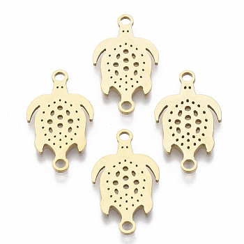 201 Stainless Steel Links connectors, Laser Cut, Sea Turtle, Golden, 19.5x11.5x1mm, Hole: 1.6mm