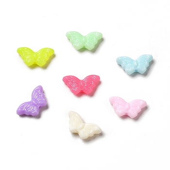 Macaron Color Opaque Acrylic Beads, Butterfly, Mixed Color, 8x15x4.5mm, Hole: 1.2mm, about 2000pcs/500g