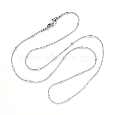 304 Stainless Steel Round Snake Chain Necklace(NJEW-S420-009C-P)-3