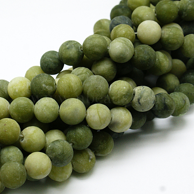 Round Frosted Natural TaiWan Jade Bead Strands(G-M248-10mm-02)-3