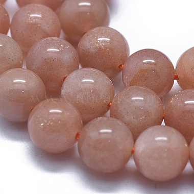 Brins de perles de pierre de soleil orange naturel(G-D0013-76B)-3