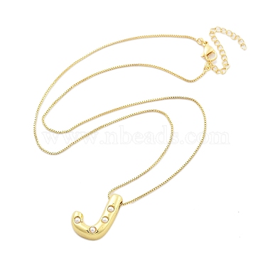 Brass & Plastic Pearl Letter Pendant Box Chain Necklaces for Women(NJEW-U017-01G-10)-3