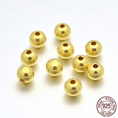 Golden Round Sterling Silver Beads