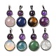 Natural & Synthetic Mixed Gemstone Pendants(G-G147-06P)-1