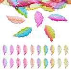 Epoxy Resin Pendants, with Gold Foil, Leaf Charms, Mixed Color, 47x21.5x1.5mm, Hole: 1.5mm, 10 colors, 2pcs/color, 20pcs(FIND-TA0005-53B)