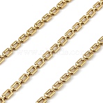 304 Stainless Steel Hollow Rectangle Link Chains, Ion Plating(IP), Soldered, with Spool, Real 18K Gold Plated, 6x3x1.5mm(CHS-G051-09G)