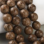 Natural Coconut Wood Beaded Strands, Round, Coconut Brown, 13.5~14mm, Hole: 1.8mm, about 61pcs/strand, 32.09''(81.5cm)(COCB-P002-10B)