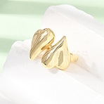 Brass Cuff Open Rings, Double Heart, Real 18K Gold Plated, 18mm(KK-CBA5B62-08G)