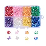 AB Color Plated Eco-Friendly Transparent Acrylic Beads, Faceted, Bicone, Mixed Color, 4x4mm, Hole: 1mmt, 1536pcs/box(TACR-X0001-03-4mm)
