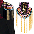 2Pcs Fashionable Tassel Epaulettes, Detachable Rivet Shoulder Badge, with Iron Chains & Pin, Plastic, Cloth Findings, Colorful, 200x100x45mm(AJEW-PH0003-82)