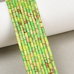 Dyed Synthetic Imperial Jasper Beads Strands, Column, Lawn Green, 4x2mm, Hole: 0.8mm, about 102pcs/strand, 15.75''(40cm)(GG-CBAED3F-A12)