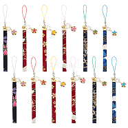 6Pcs Japanese Enamel Flower Brass Sakura Mobile Straps, with Polyester Cord for Mobile Phone Decoration, Mixed Color, 19cm, 6pcs/set(HJEW-PH01663)