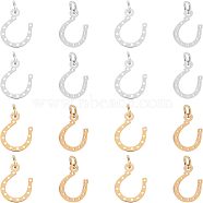 304 Stainless Steel Charms, Horseshoe, Golden & Stainless Steel Color, 13x10x1mm, Hole: 3mm, 2 colors, 8pcs/color, 16pcs/box(STAS-UN0019-53)