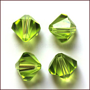Imitation Austrian Crystal Beads, Grade AAA, Faceted, Bicone, Yellow Green, 8x8mm, Hole: 0.9~1mm(SWAR-F022-8x8mm-252)