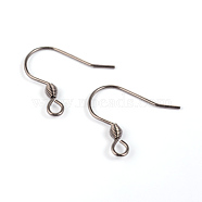 304 Stainless Steel Earring Hook Findings, with Horizontal Loop, Stainless Steel Color, 18x16x0.8mm, 20 Gauge, Hole: 2mm(STAS-G130-47P)