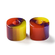 Resin European Large Hole Beads, Square, Yellow, 16.5~17x21x21mm, Hole: 7mm(RESI-U009-02B-03)