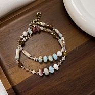 Natural Gemstone Beaded Bracelets for Women, Stainless Steel Jewelry(VK2759-2)