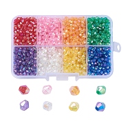 AB Color Plated Eco-Friendly Transparent Acrylic Beads, Faceted, Bicone, Mixed Color, 4x4mm, Hole: 1mmt, 1536pcs/box(TACR-X0001-03-4mm)
