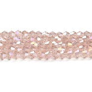 Transparent Electroplate Glass Beads Strands, AB Color Plated, Faceted, Bicone, Pink, 2.9~3.3x2.5mm, Hole: 0.7mm, about 145~150pcs/strand, 16.34~16.54 inch(41.5~42cm)(EGLA-A039-T2mm-B26)