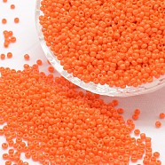 6/0 Glass Seed Beads, Grade A, Round, Opaque Colours, Coral, 3.6~4.0mm, Hole: 1.2mm, about 500pcs/50g(X-SEED-J014-F6-50)