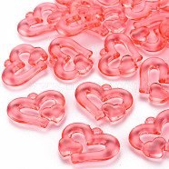 Transparent Acrylic Beads, Heart to Heart, Salmon, 27x34x6mm, Hole: 3mm, about 191pcs/500g(TACR-S154-57B-910)