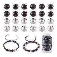 DIY Beaded Bracelet Making Kit, Including 304 Stainless Steel Round Beads, Waxed Polyester Cord, Electrophoresis Black & Stainless Steel Color, Beads: 8mm, 40Pcs/bag(DIY-TA0003-68)