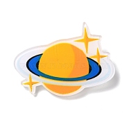 Planet Acrylic Safety Brooch, Universe Space Lapel Pin for Backpack Clothes, Orange, 34x48x2mm(JEWB-D009-10P)