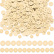 400Pcs 2 Styles Brass Spacer Beads, Long-Lasting Plated, Disc, Golden, 6~8x0.5mm, Hole: 0.9~1mm, 200pcs/style(KK-SC0004-01)