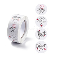 Paper Thank You Gift Sticker Rolls, Round Dot Decals, for DIY Scrapbooking, Craft, Smiling Face/Flower/Heart Pattern, White, 25mm, 500pcs/roll(STIC-E001-04)