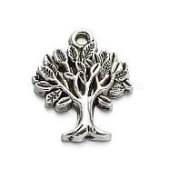 Tree of Life Tibetan Style Alloy Pendants, Cadmium Free & Lead Free, Antique Silver, 22x17x2.5mm, Hole: 2mm(X-TIBEP-ZN-10909-AS-RS)